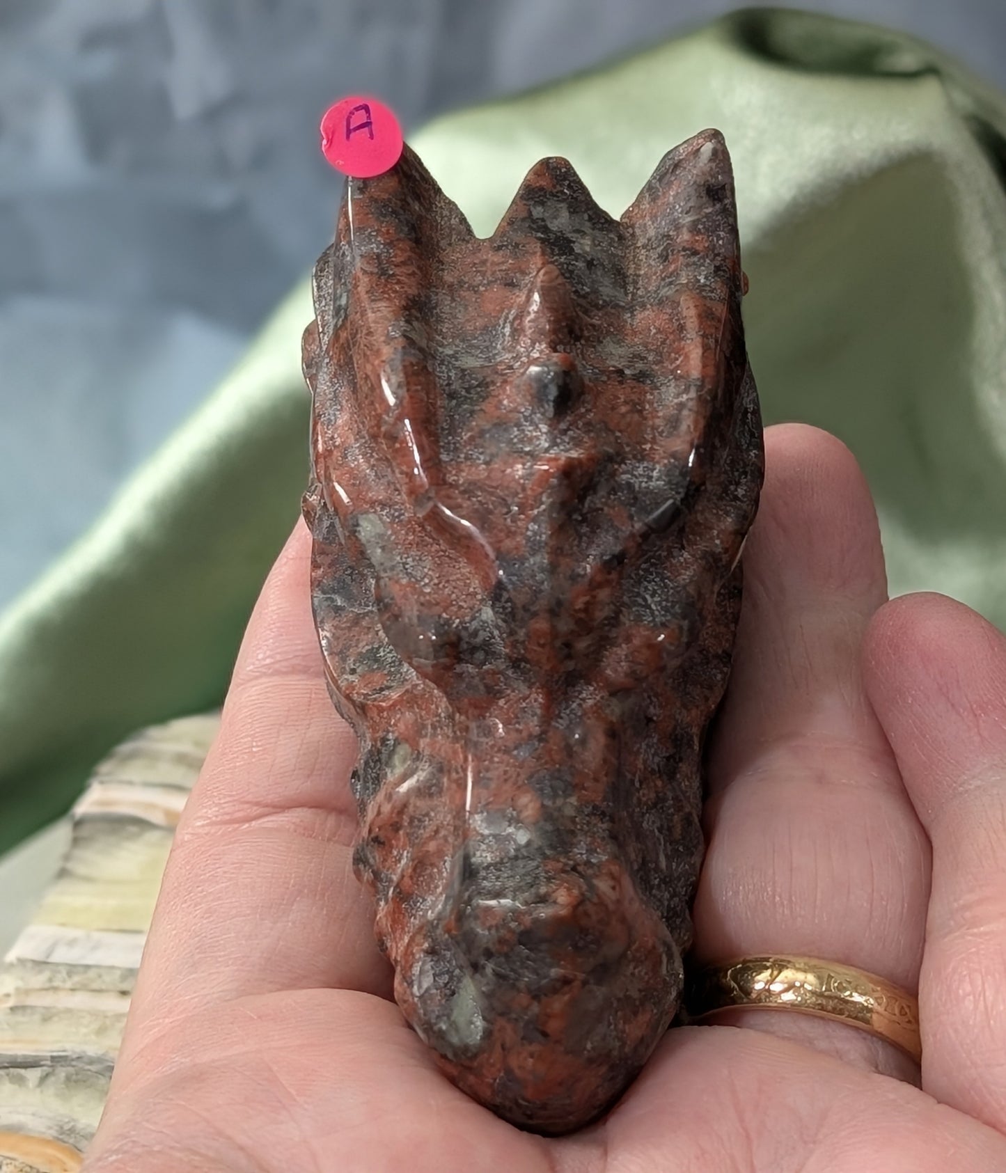 Red Larvikite Dragon Head