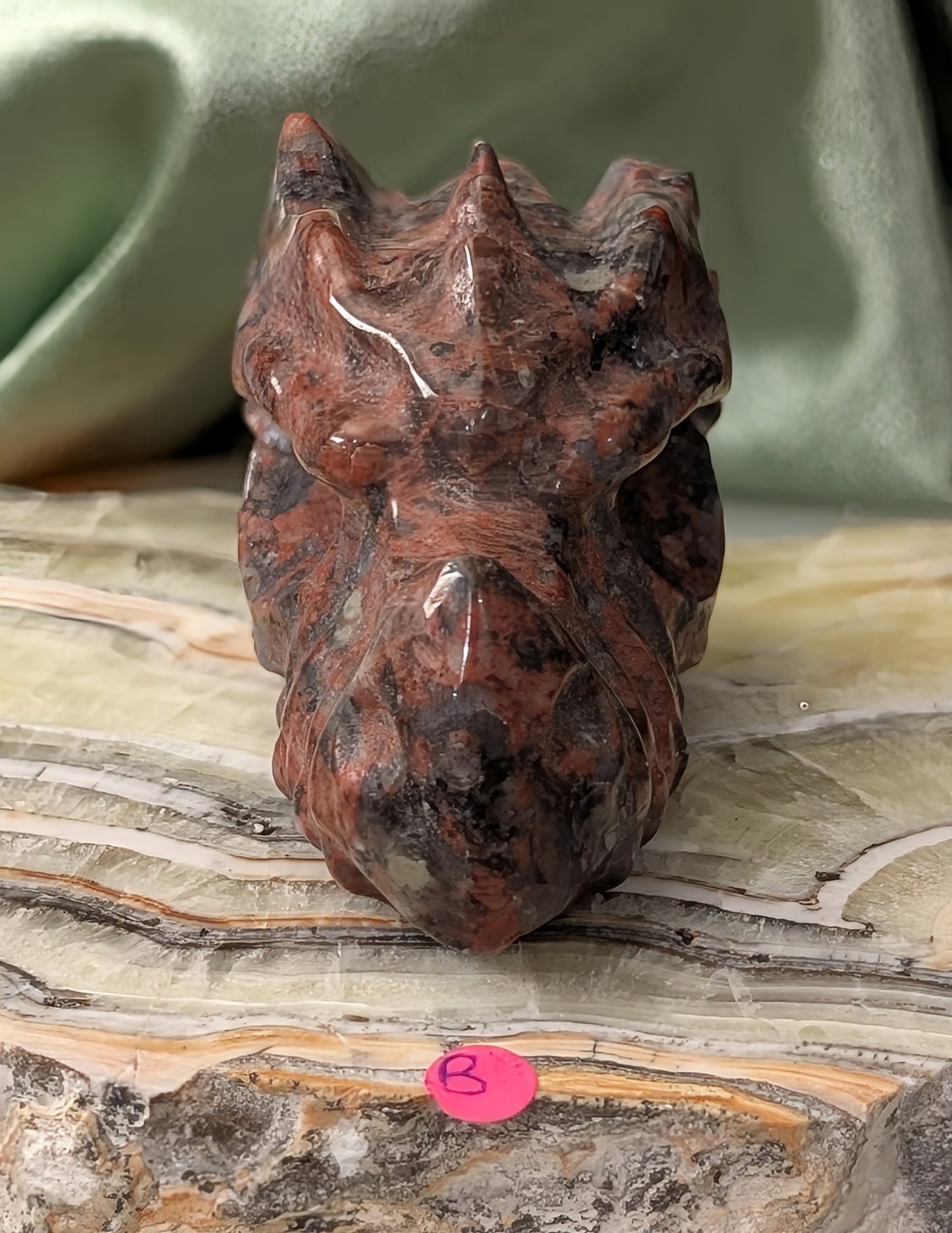 Red Larvikite Dragon Head
