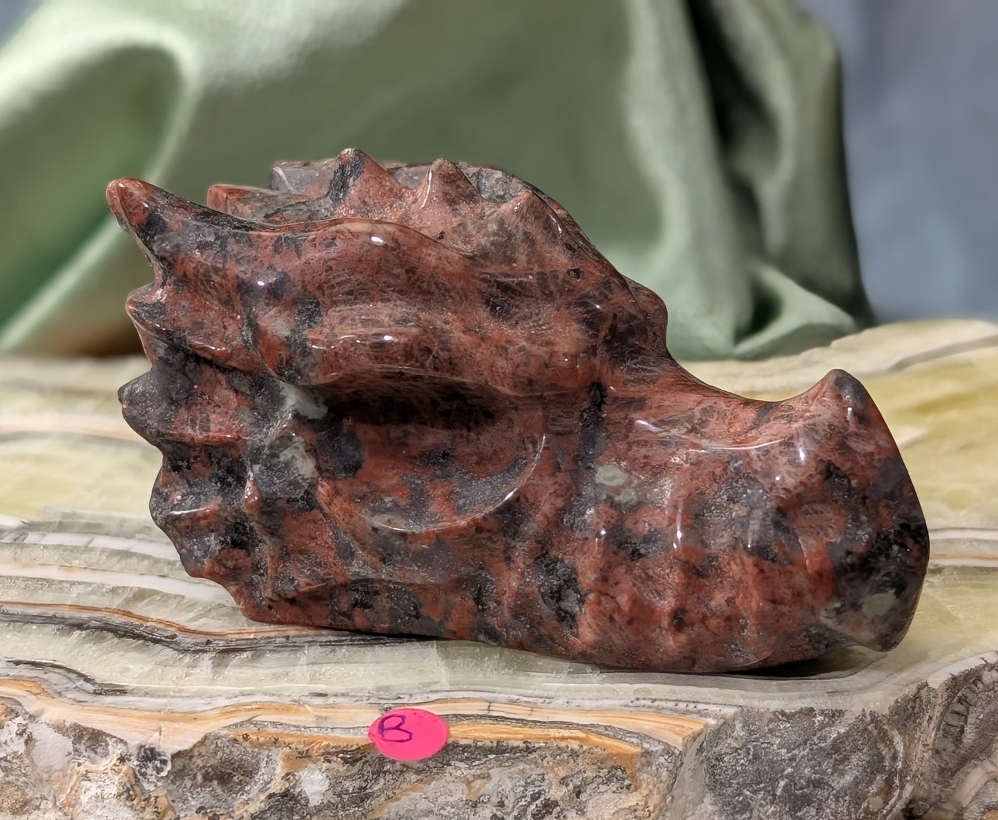 Red Larvikite Dragon Head