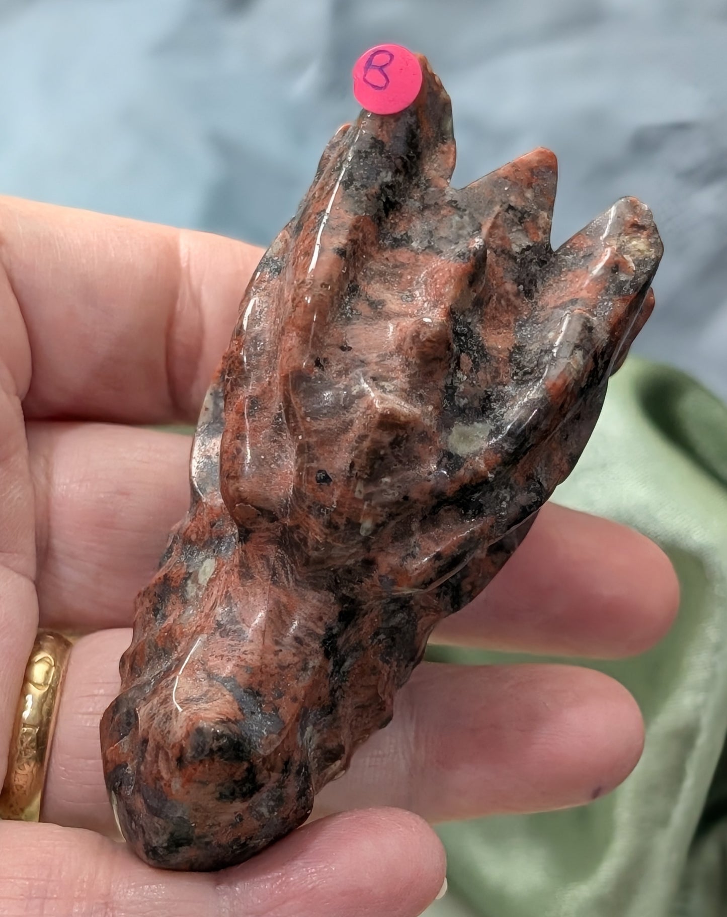 Red Larvikite Dragon Head