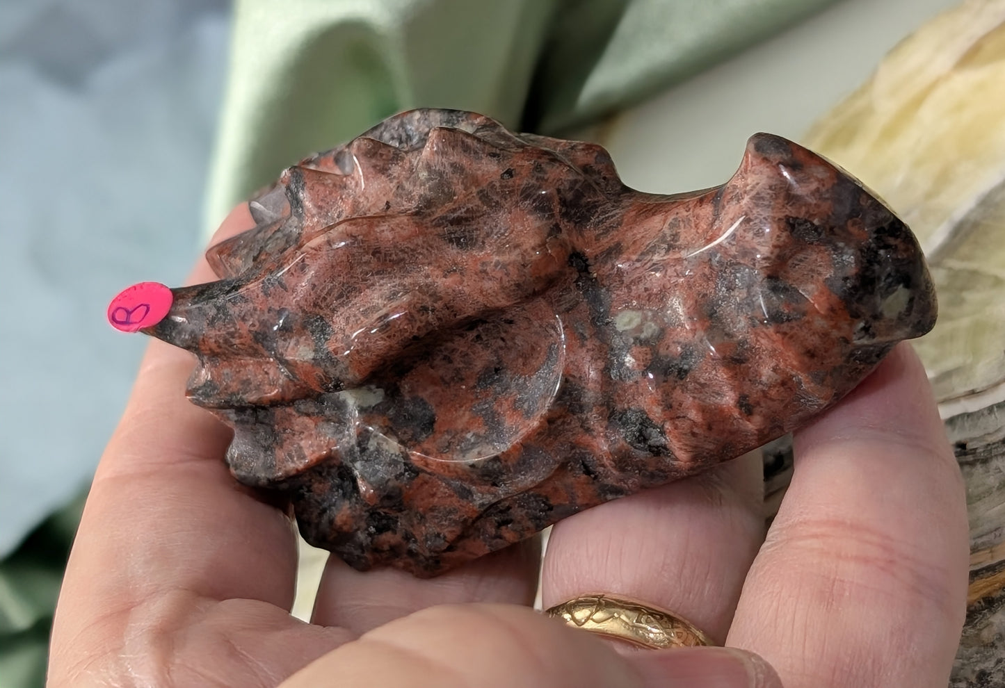 Red Larvikite Dragon Head