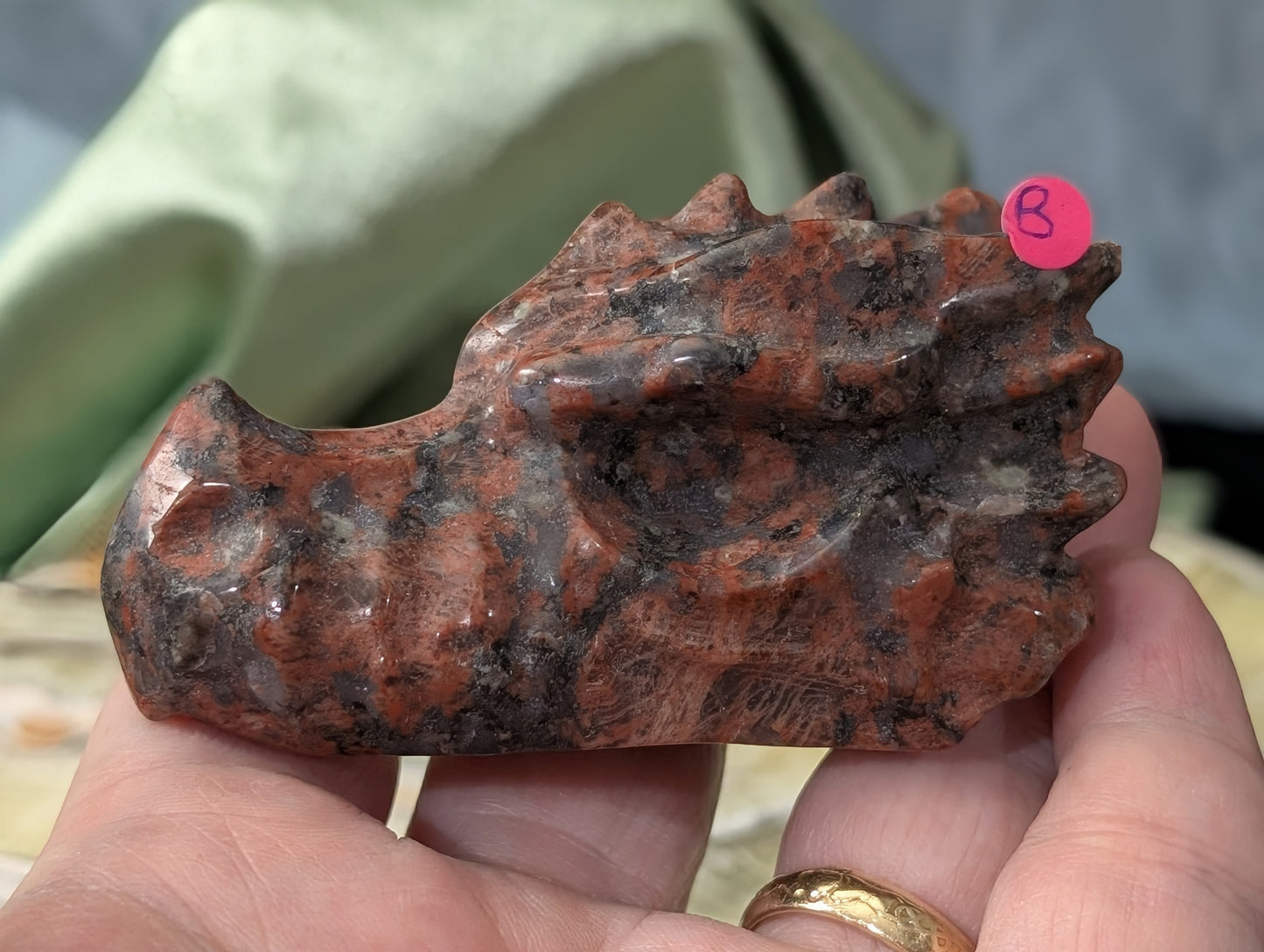 Red Larvikite Dragon Head