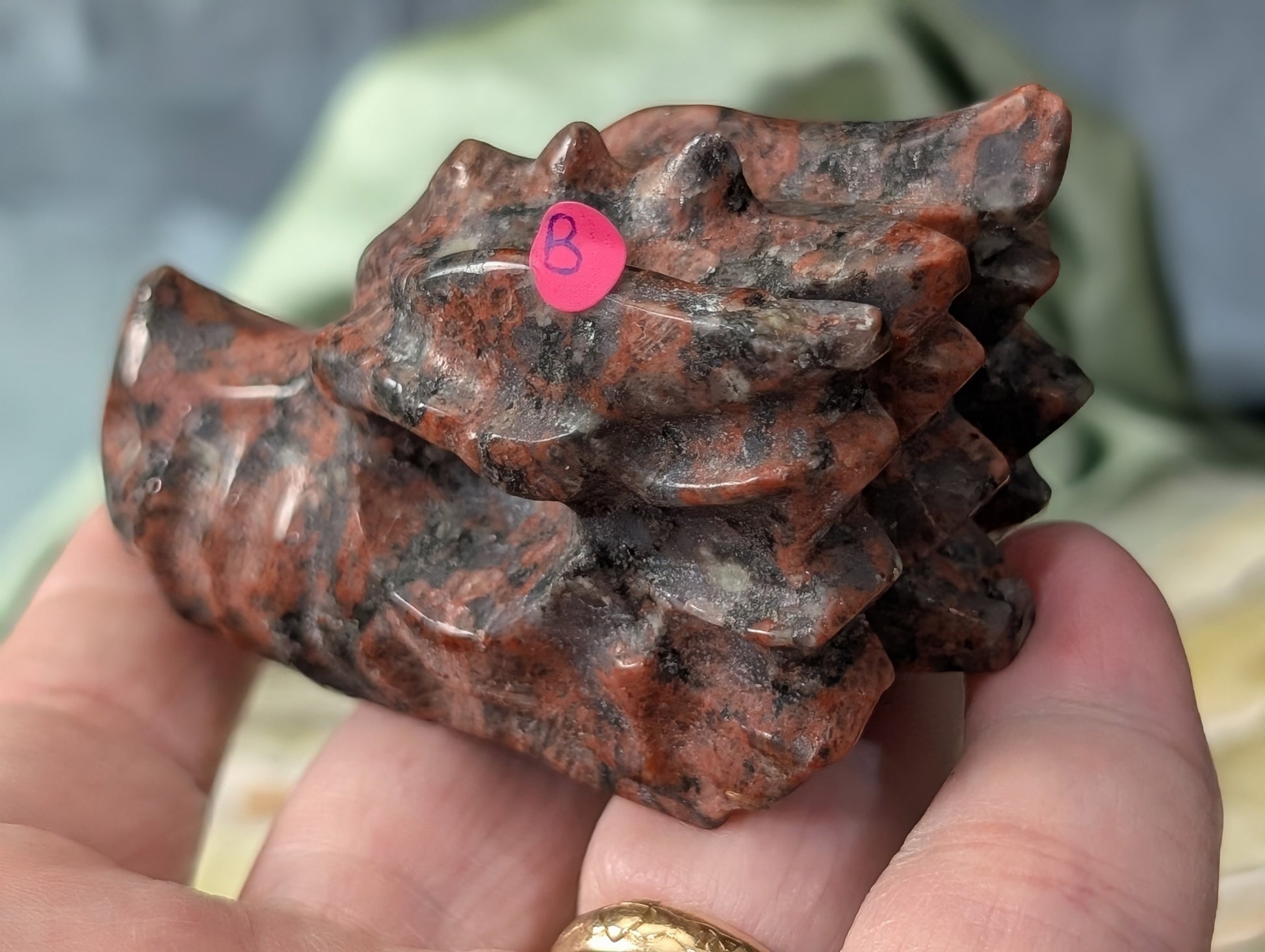 Red Larvikite Dragon Head