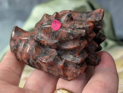 Red Larvikite Dragon Head
