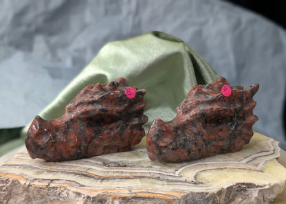 Red Larvikite Dragon Heads