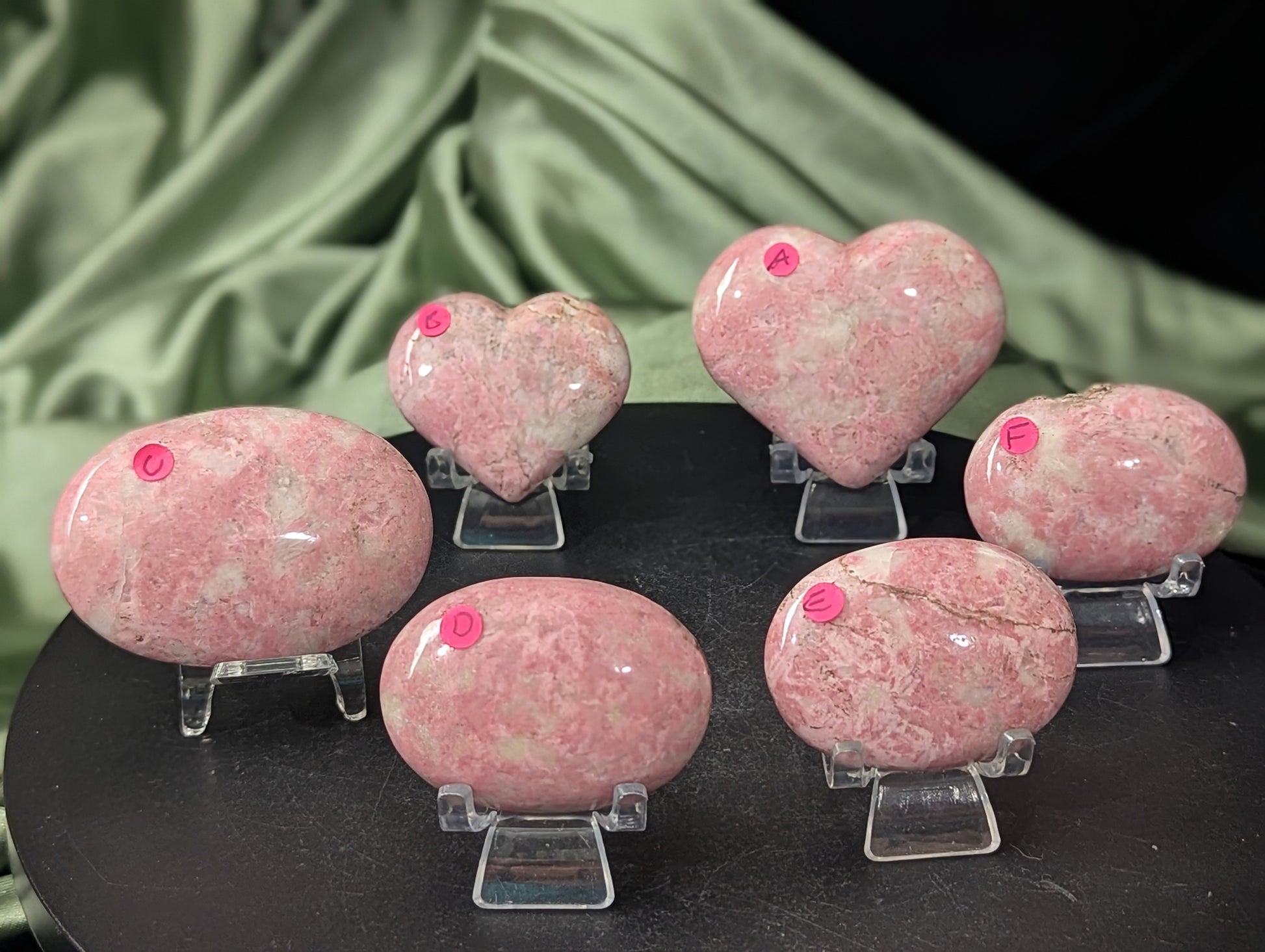 Rhodochrosite Hearts and Palms