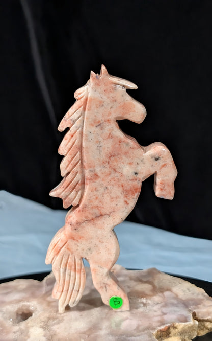 Rhodonite Rearing Horse Figurine 1