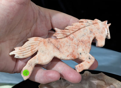 Rhodonite Rearing Horse Figurine