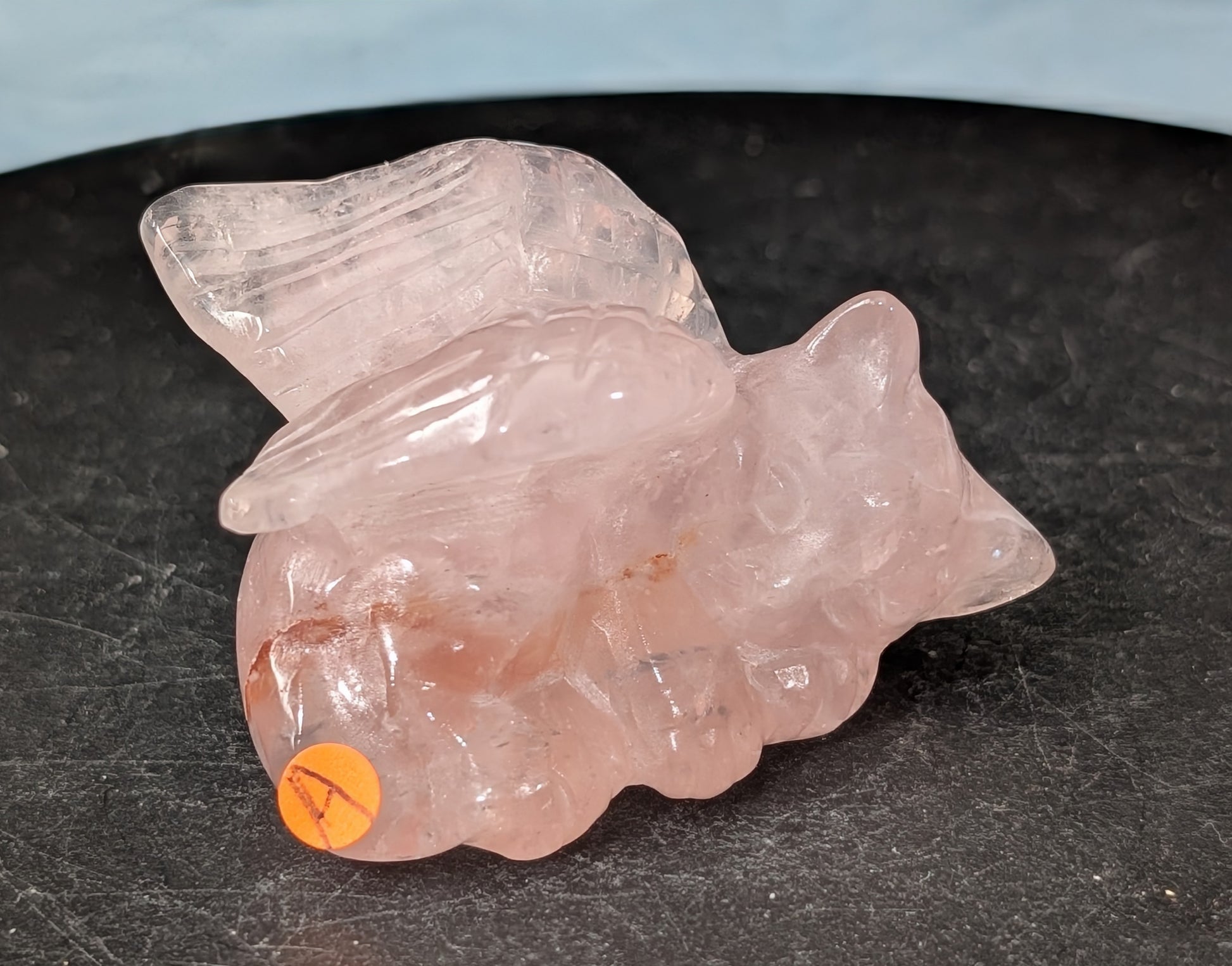 Rose Quartz Angel Cat Figurine 1A