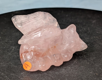 Rose Quartz Angel Cat Figurine 1A