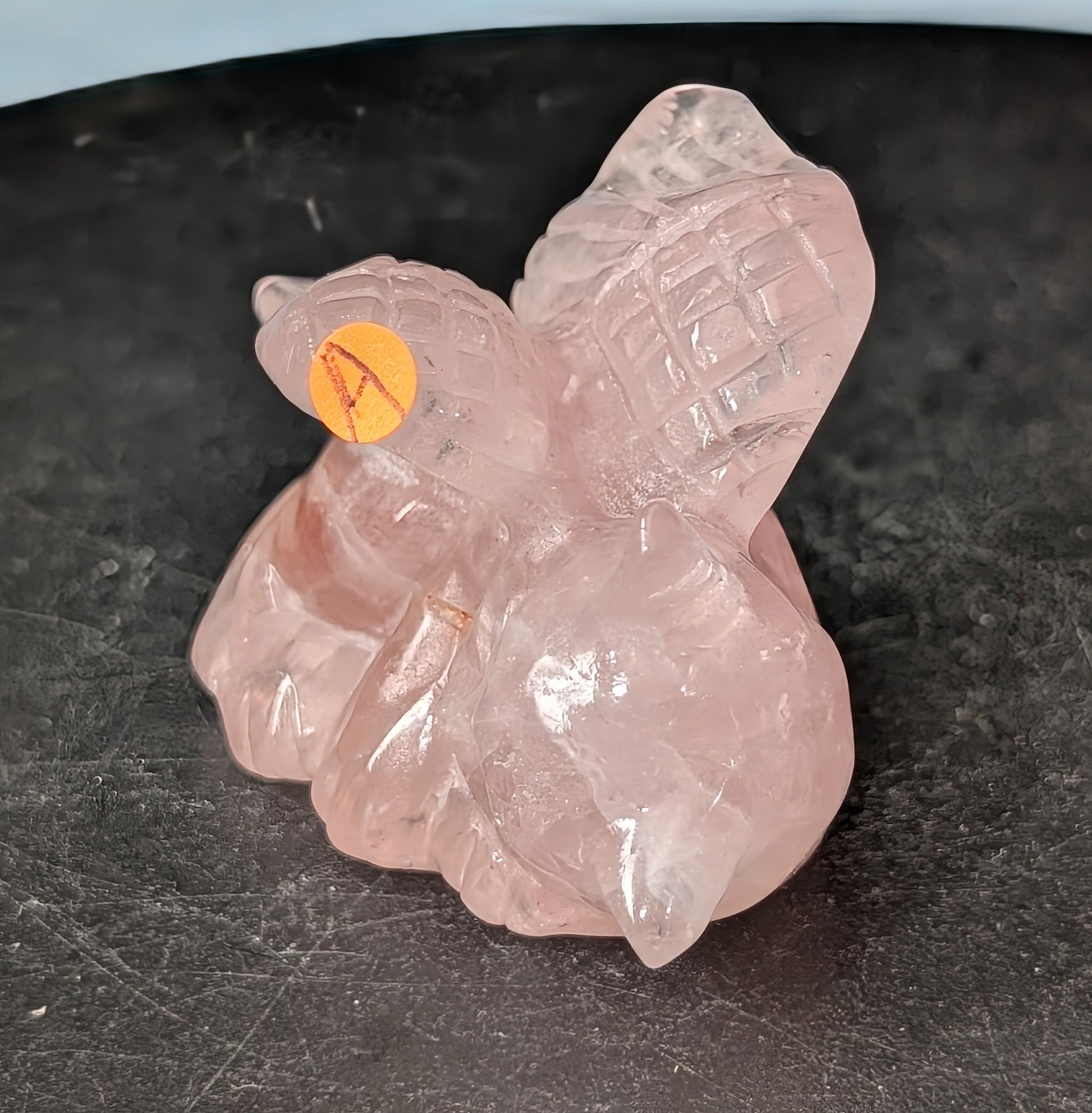 Rose Quartz Angel Cat Figurine 1E
