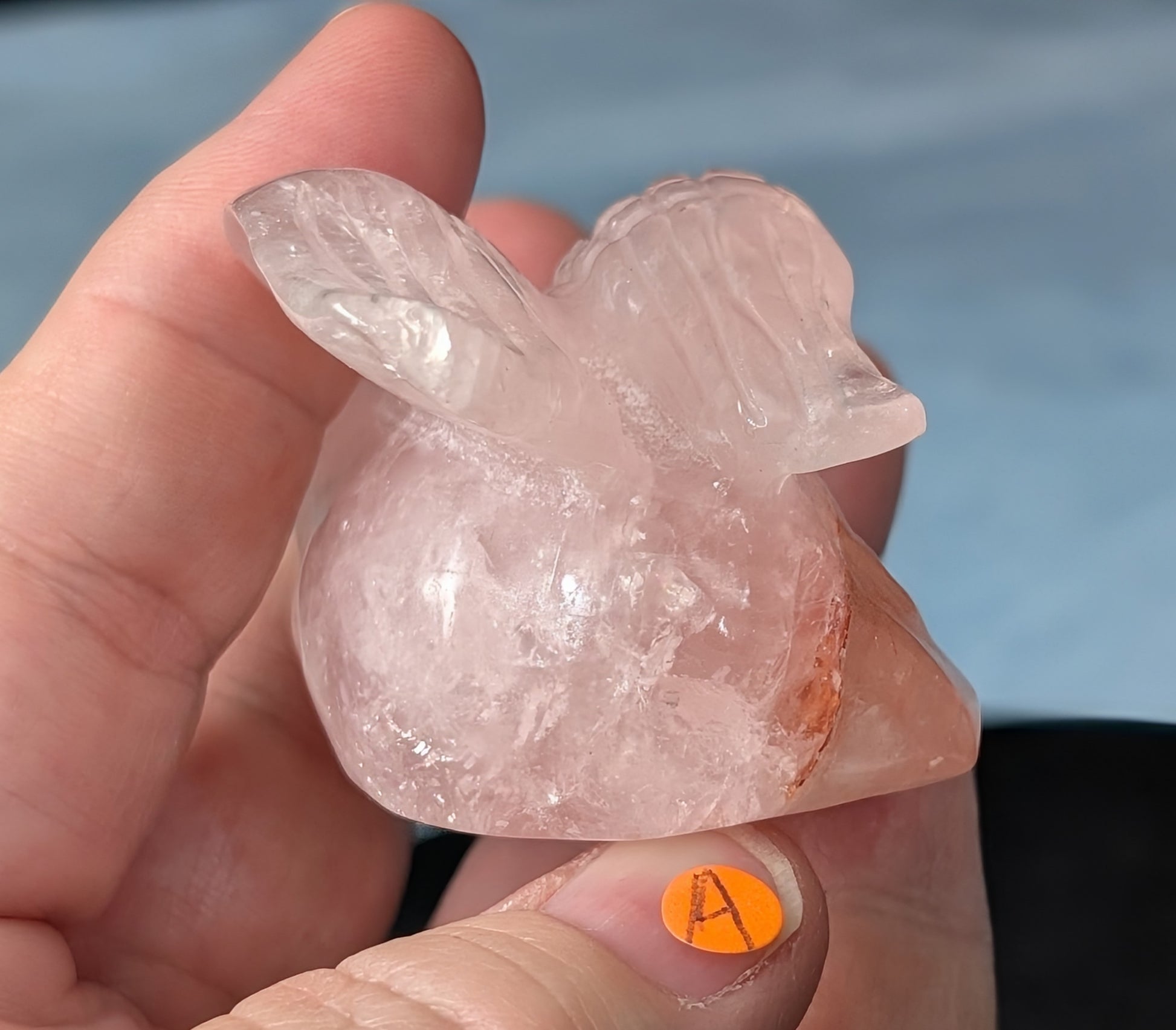 Rose Quartz Angel Cat Figurine 1F