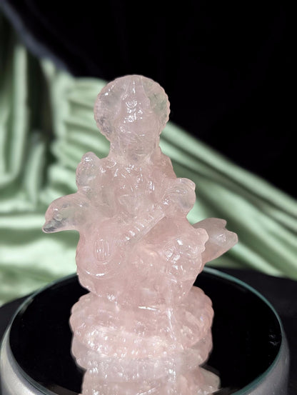 Rose Quartz Saraswati Figurine