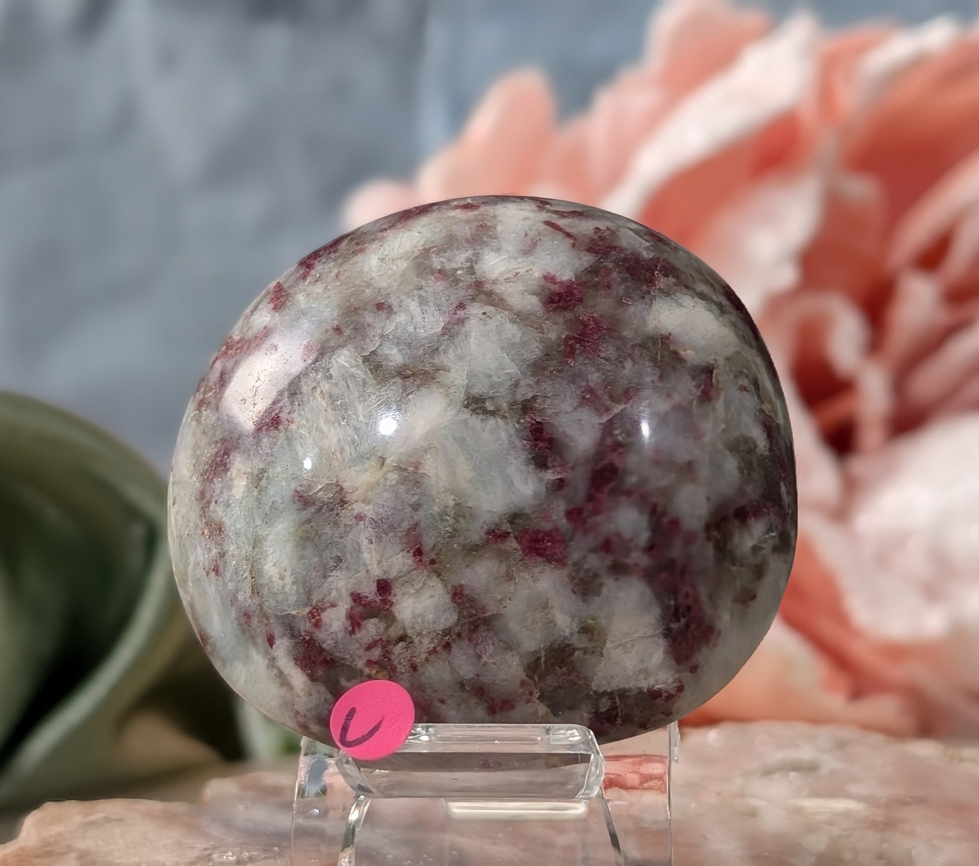 Rubellite Tourmaline Palm Stone