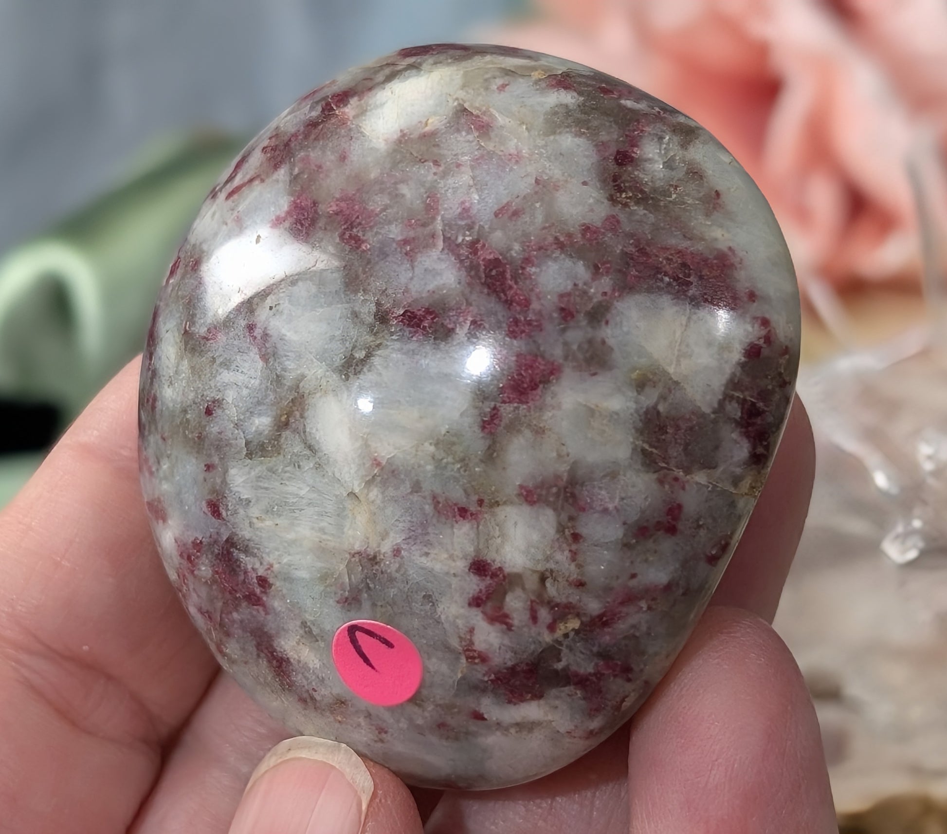 Rubellite Tourmaline Palm Stone
