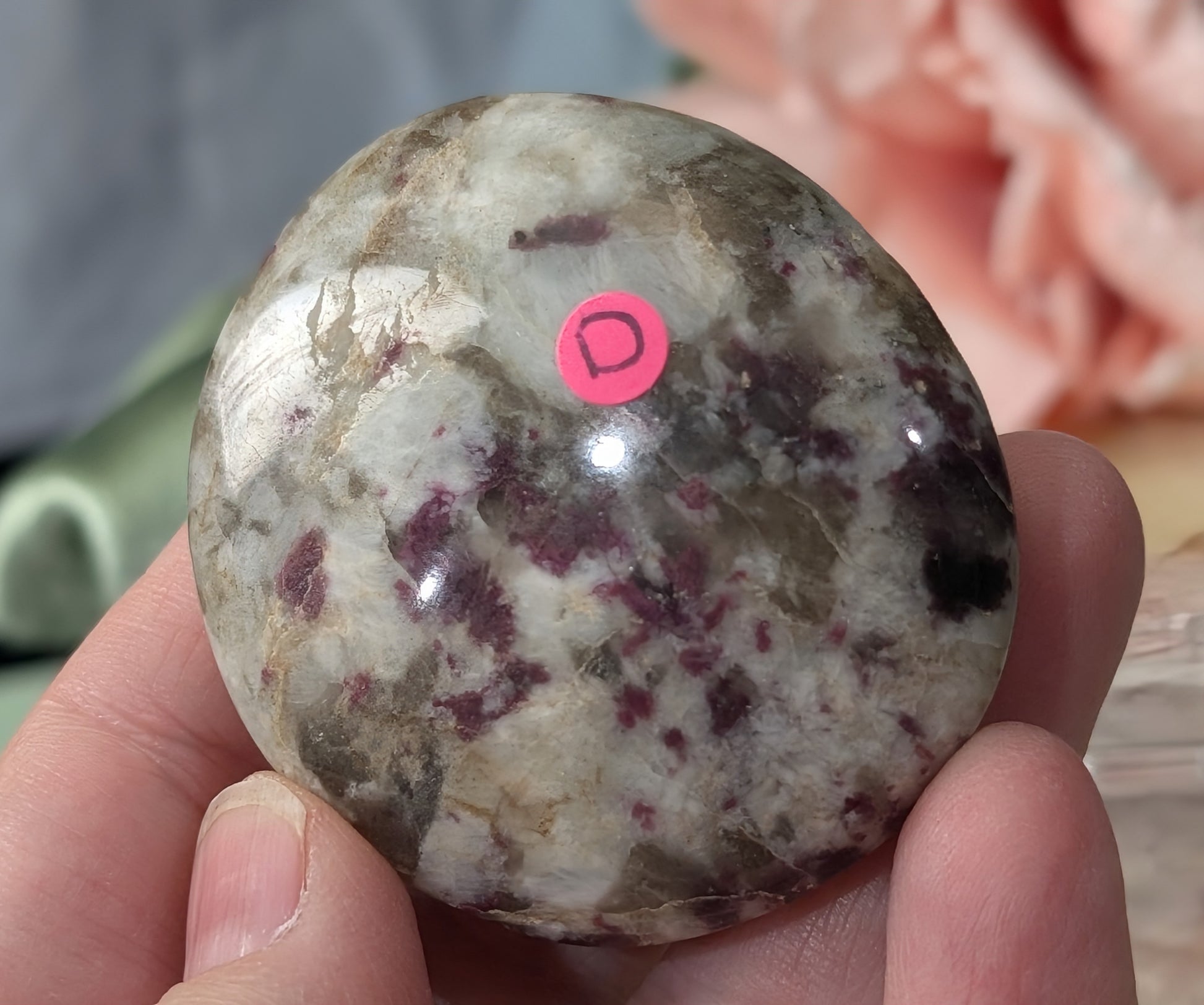 Rubellite Tourmaline Palm Stone