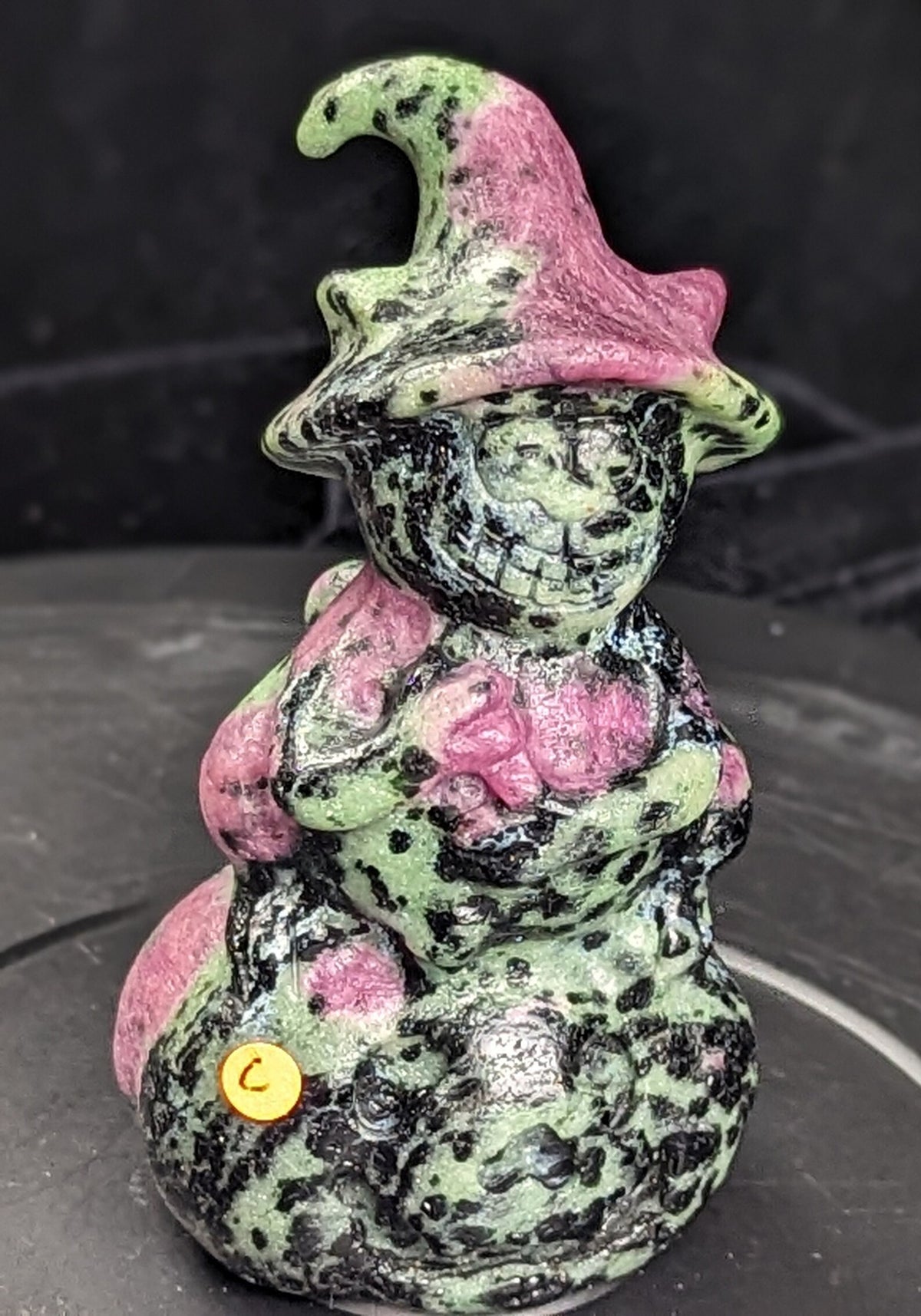 Ruby Zoisite Witch Cat on Pumpkin Figurine