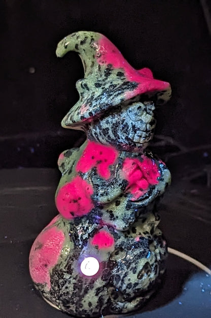 Ruby Zoisite Witch Cat on Pumpkin Figurine