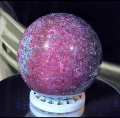 UV Reactive Ruby Fuchsite in Kyanite Sphere