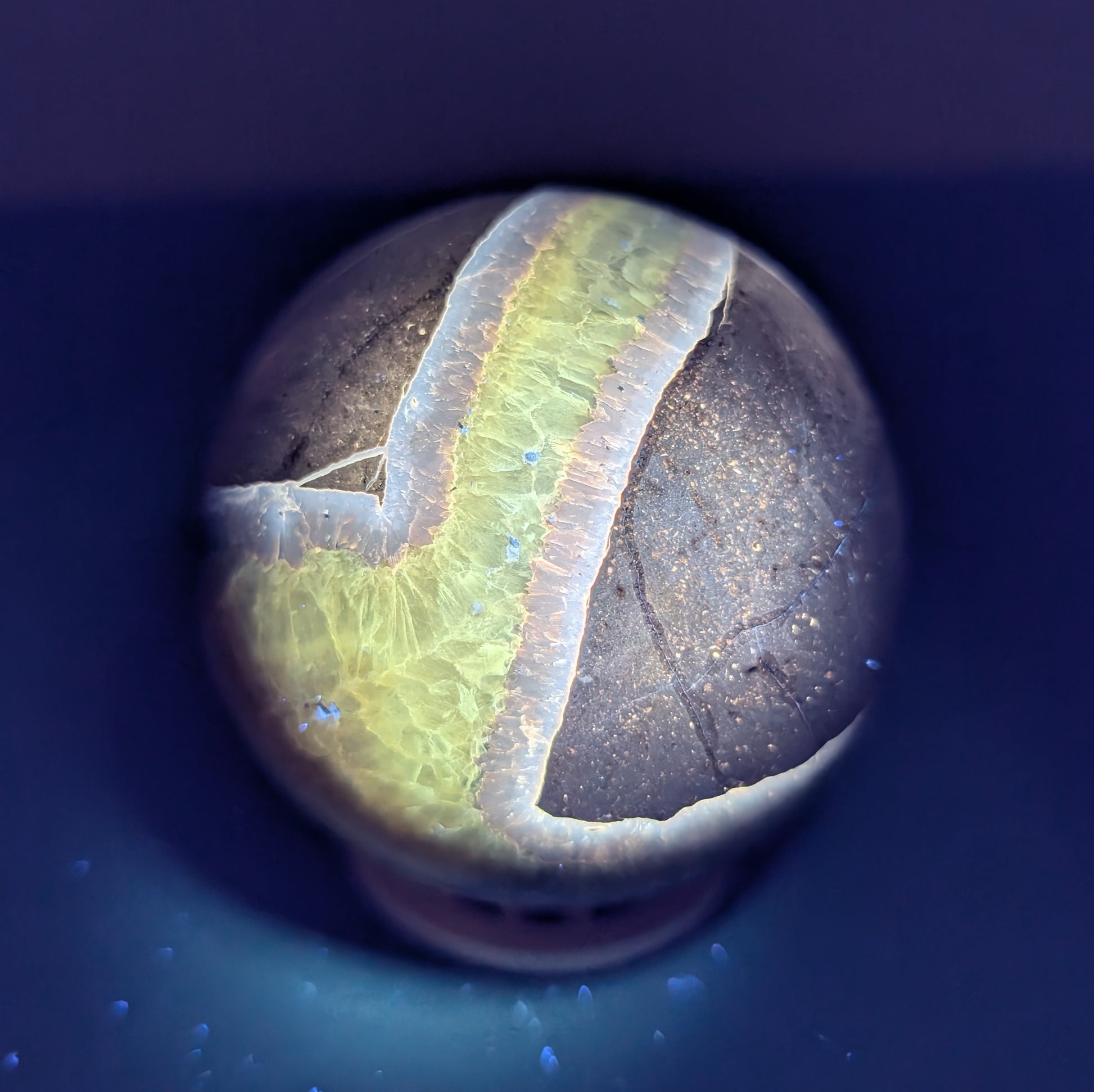 UV Reactive Septarian Sphere