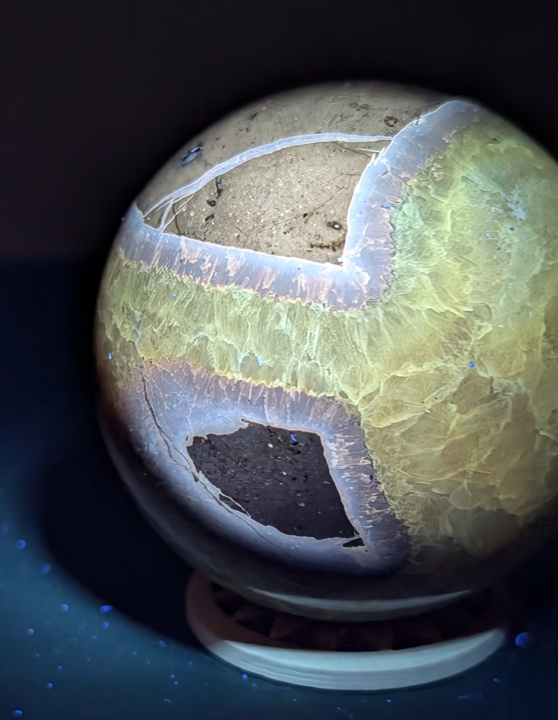 UV Reactive Septarian Sphere