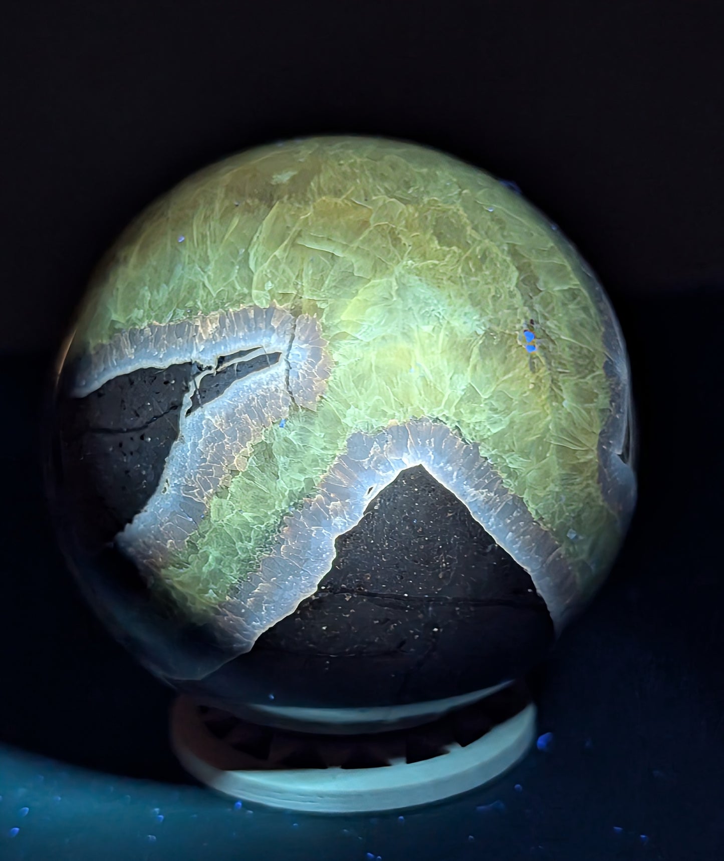 UV Reactive Septarian Sphere