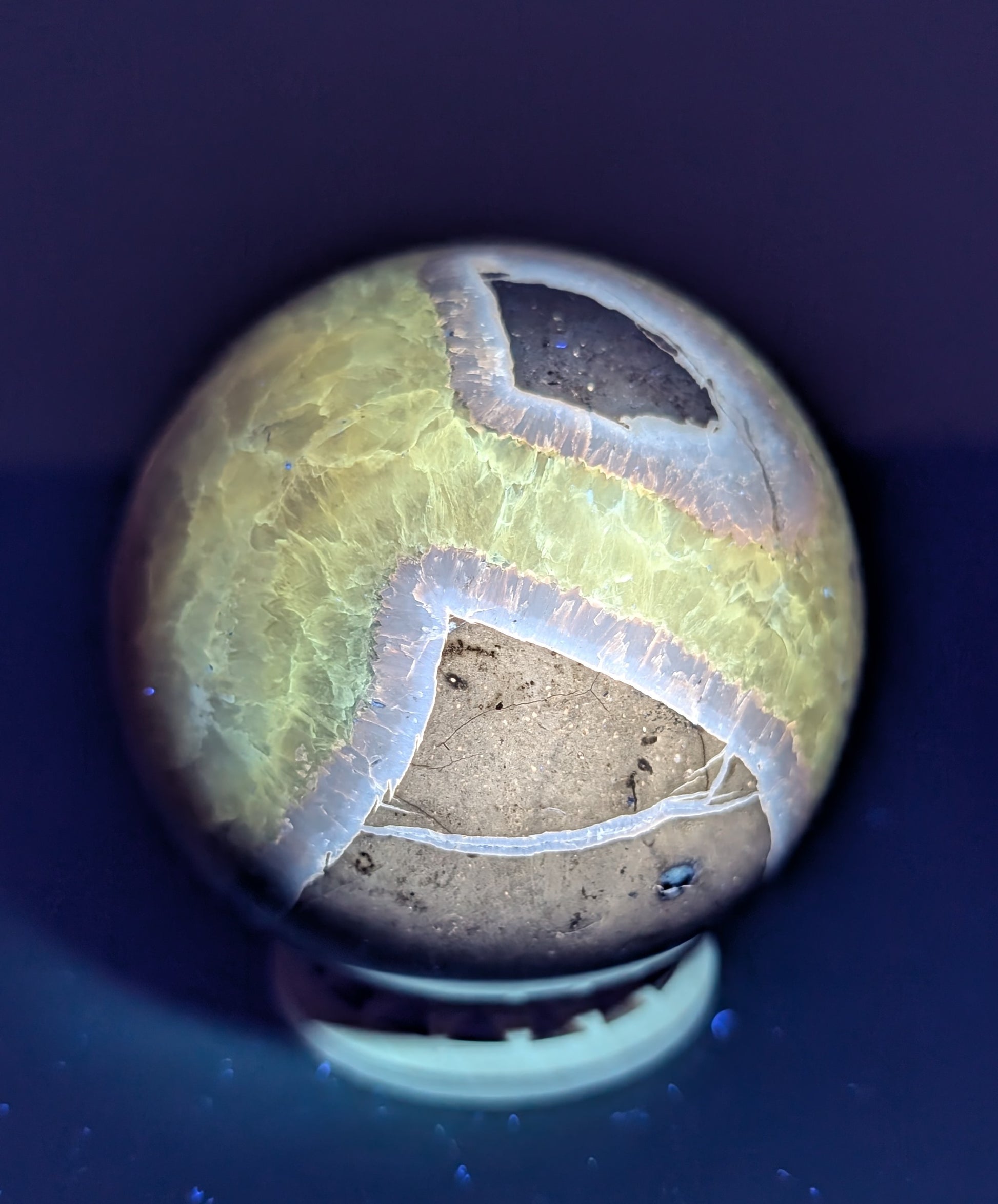 UV Reactive Septarian Sphere