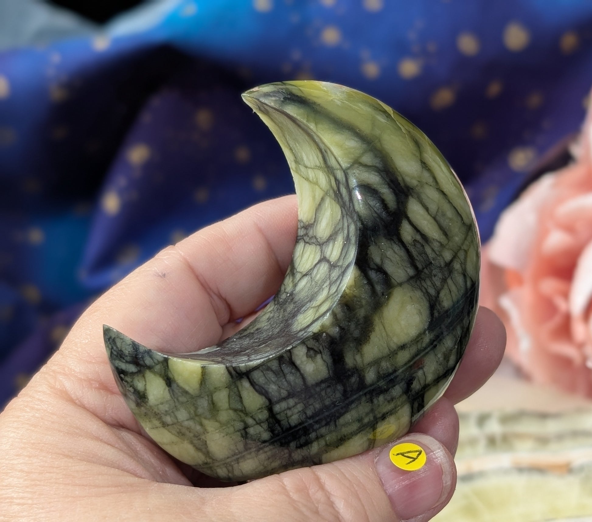 Serpentine with Calcite Moon