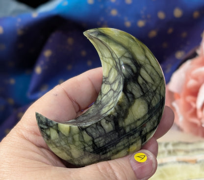 Serpentine with Calcite Moon