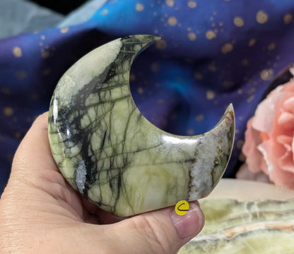 Serpentine with Calcite Moon