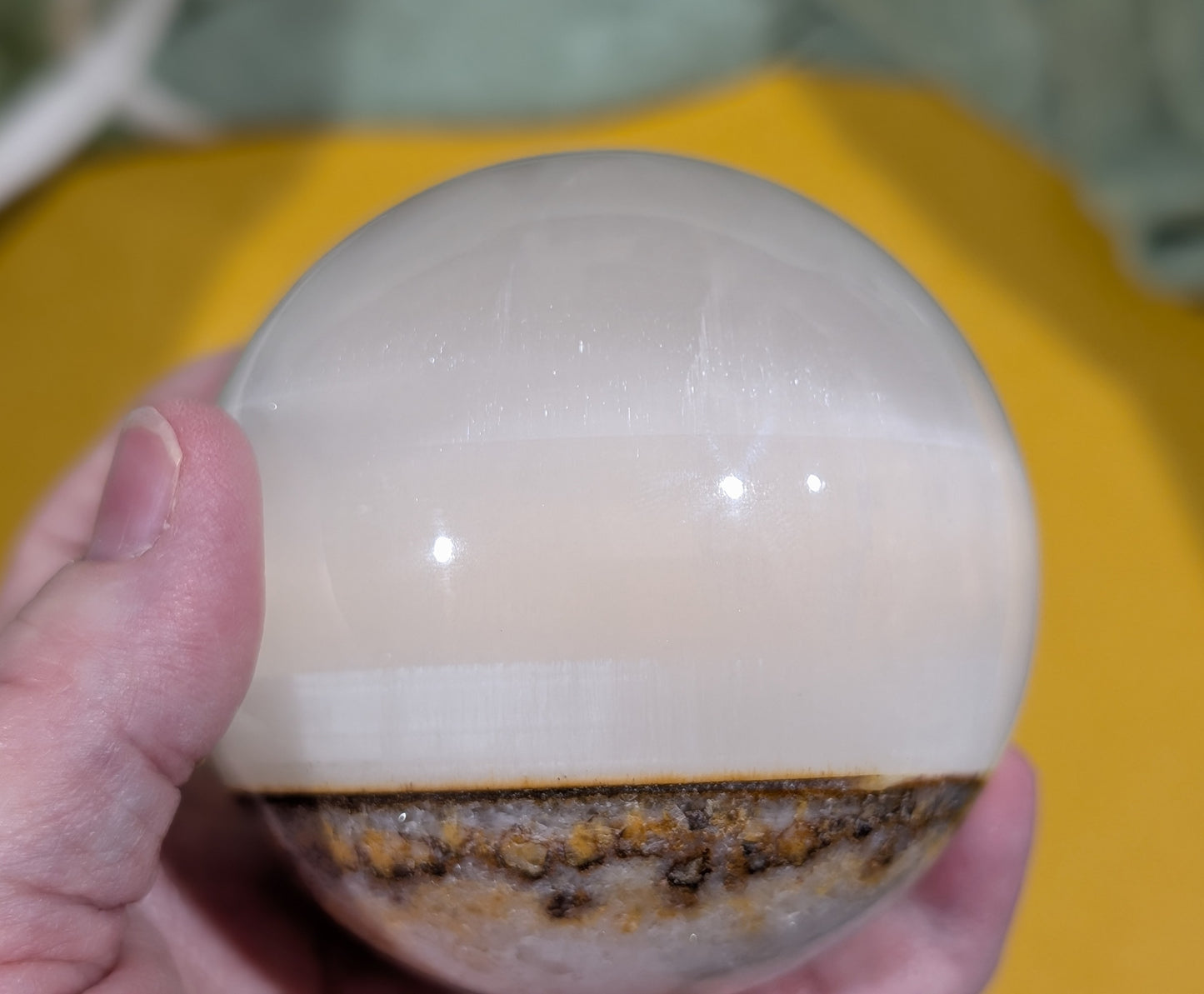 Silky White Clear Calcite Sphere