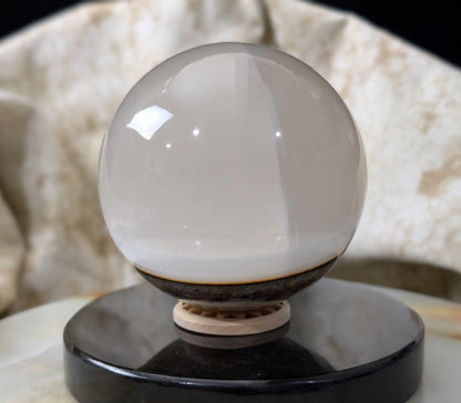 Silky White Clear Calcite Sphere