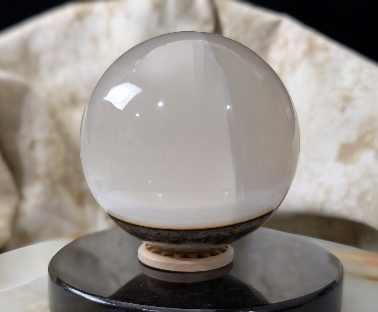 Silky White Clear Calcite Sphere