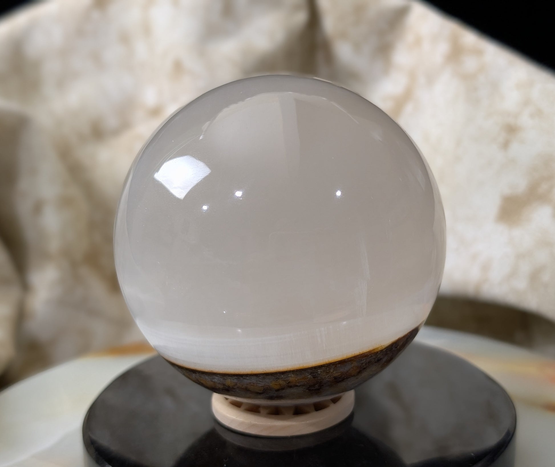 Silky White Clear Calcite Sphere
