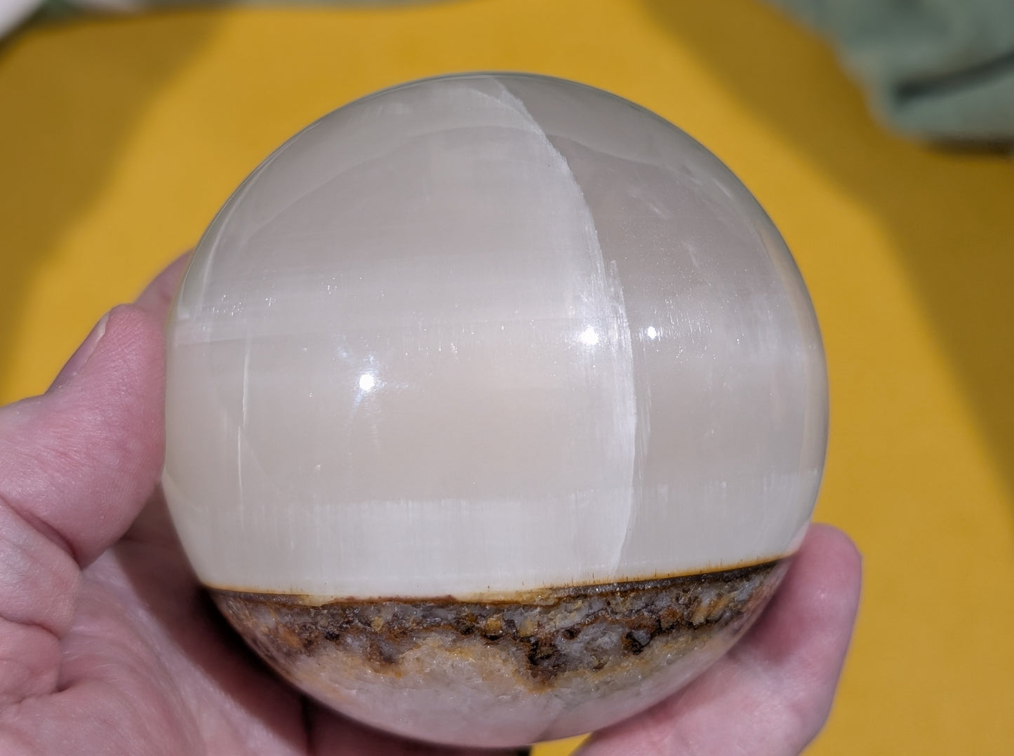 Silky White Clear Calcite Sphere