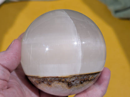Silky White Clear Calcite Sphere