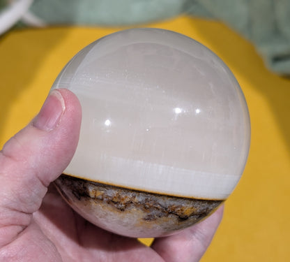 Silky White Clear Calcite Sphere