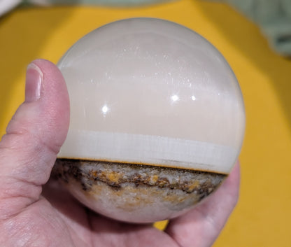 Silky White Clear Calcite Sphere