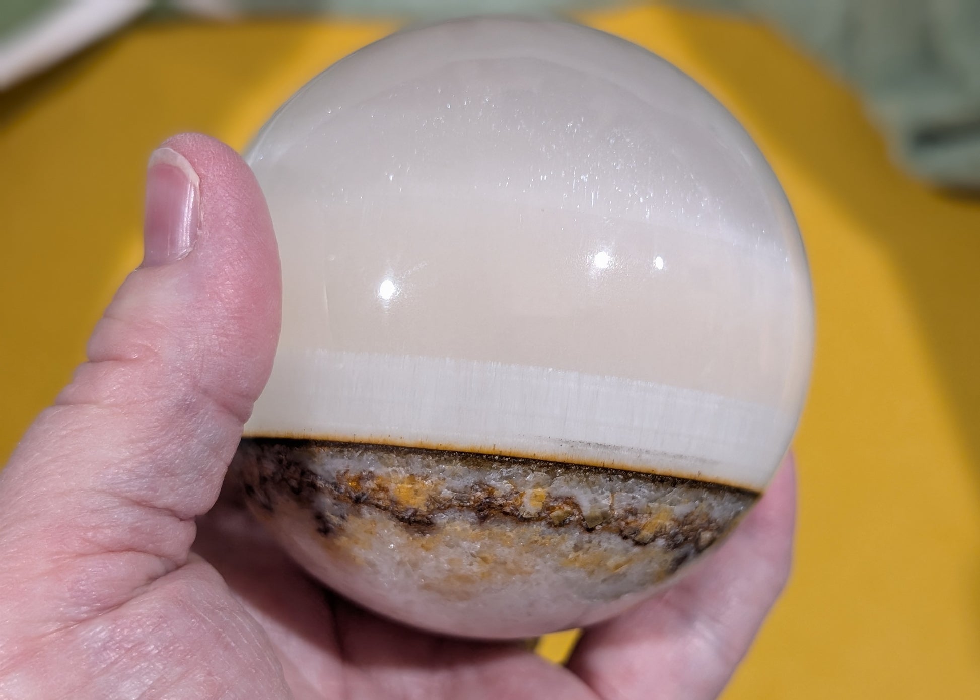 Silky White Clear Calcite Sphere