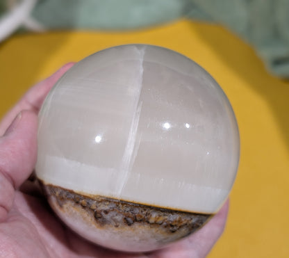 Silky White Clear Calcite Sphere
