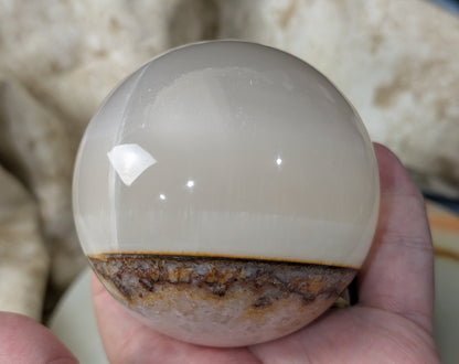 Silky White Clear Calcite Sphere