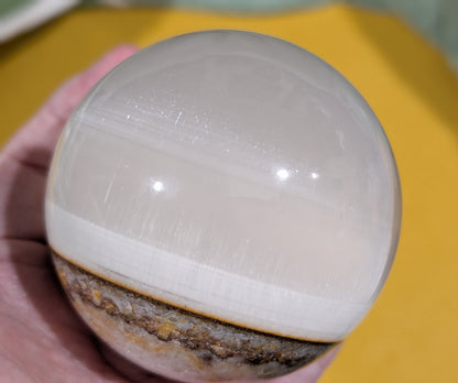 Silky White Clear Calcite Sphere