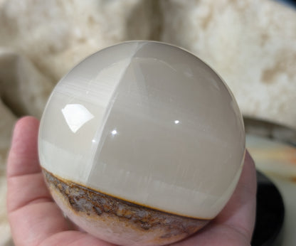 Silky White Clear Calcite Sphere