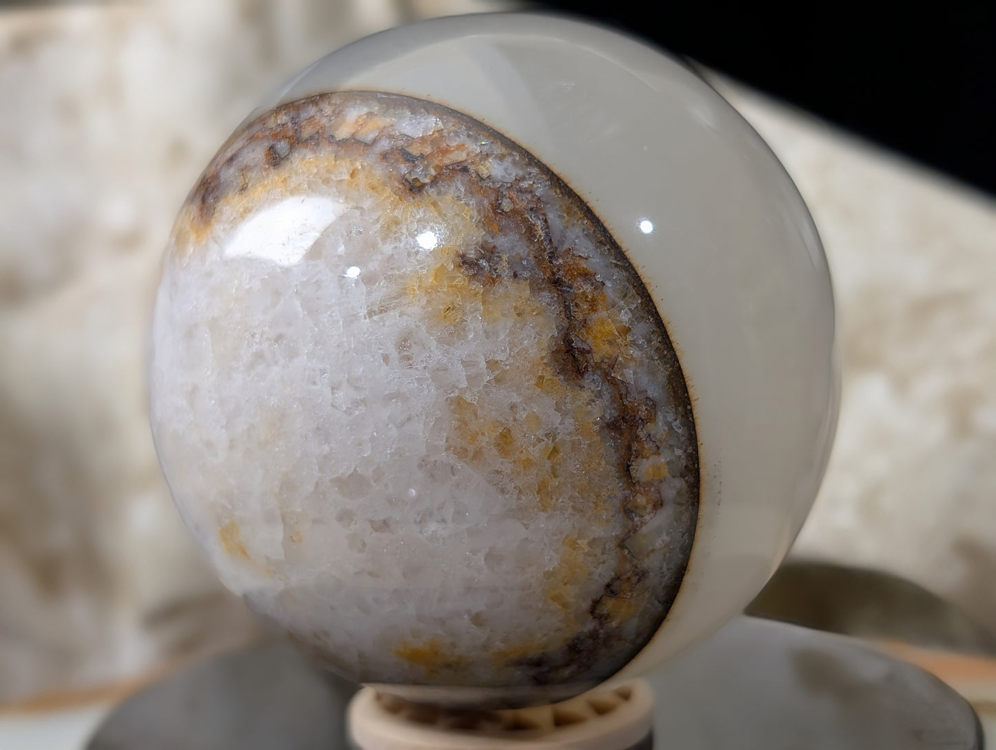 Silky White Clear Calcite Sphere