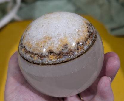 Silky White Clear Calcite Sphere