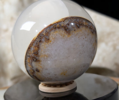 Silky White Clear Calcite Sphere