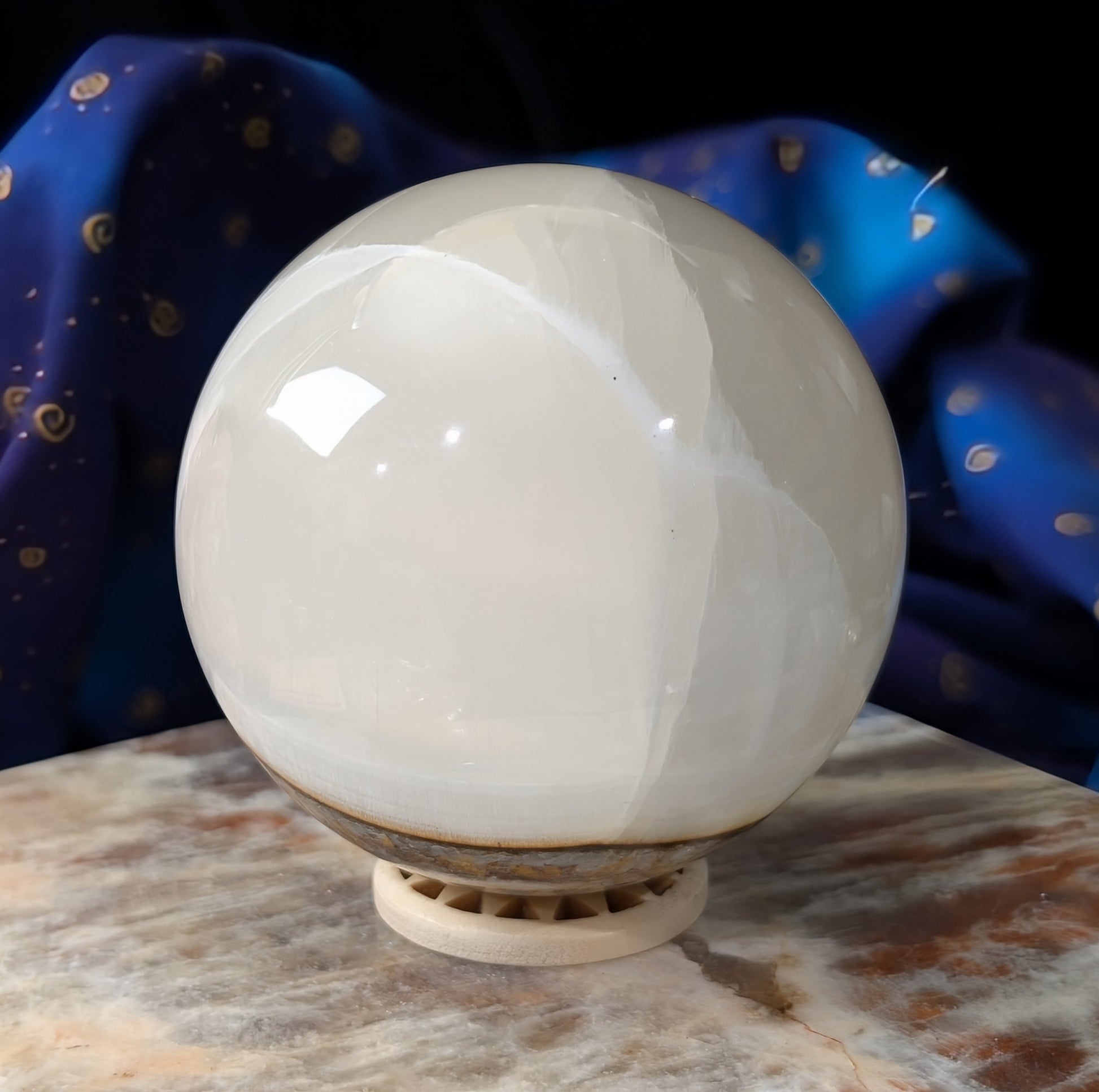 Silky White Clear Calcite Sphere