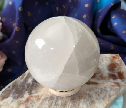 Silky White Clear Calcite Sphere