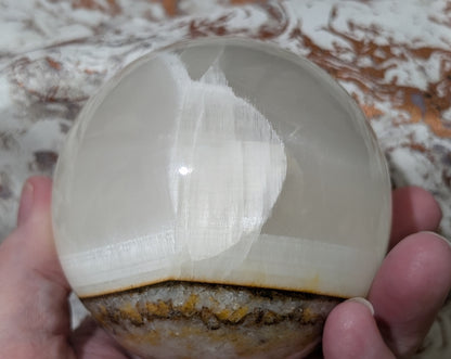 Silky White Clear Calcite Sphere