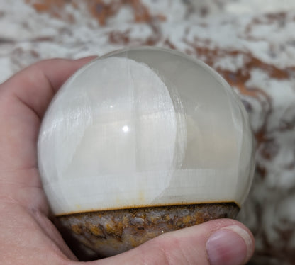 Silky White Clear Calcite Sphere